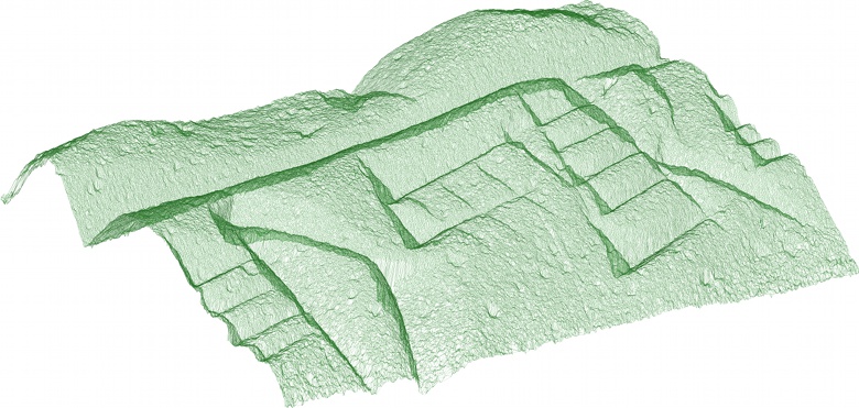 Wireframe of a portion of a cuneiform cone model generated by 3DM Analyst