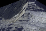 3DM Analyst draped image over auto DTM. Click to view more details. Including an animated gif of the 3D minesite image created in the 3DM Analyst.